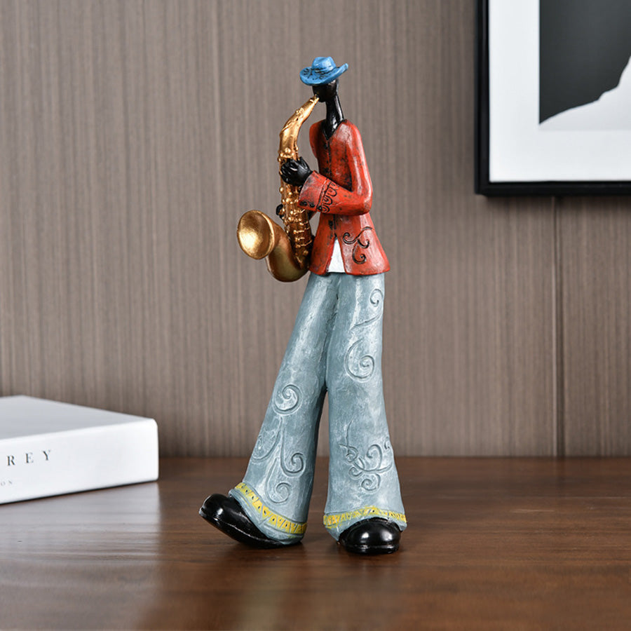 Scultura in resina di musicista jazz per arte da parete