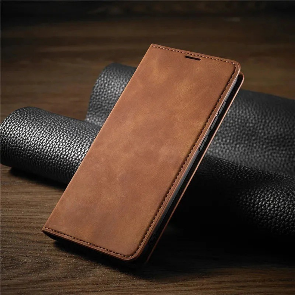 Kožené magnetické flip pouzdro na telefon