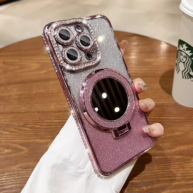 Telefoncover med spejl magnetisk stand glimmer