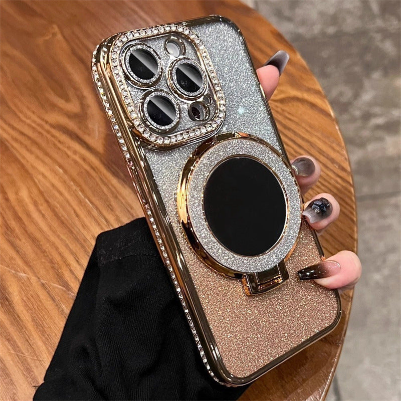 Telefoncover med spejl magnetisk stand glimmer