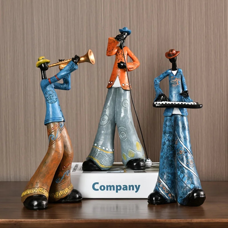 Scultura in resina di musicista jazz per arte da parete