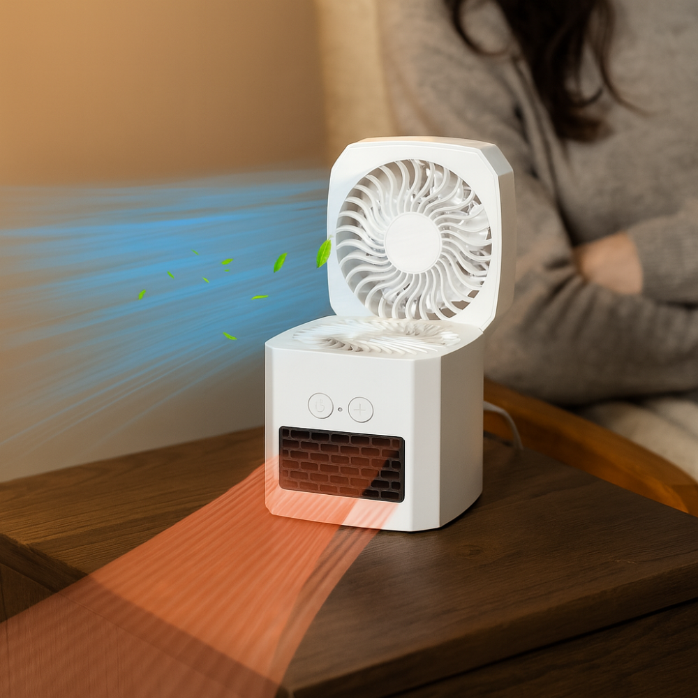 Mini Elektrischer Raumheizer und Kühlventilator Tragbarer Desktop-Heizer