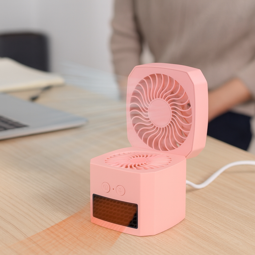 Mini Elektrischer Raumheizer und Kühlventilator Tragbarer Desktop-Heizer