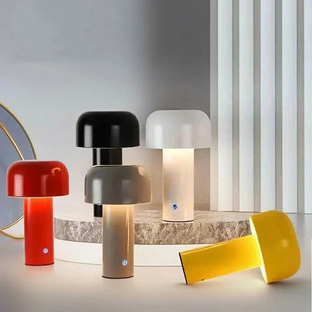GlowSphere : Lampe de table LED rechargeable – Lampe champignon portable élégante pour ambiance intérieure