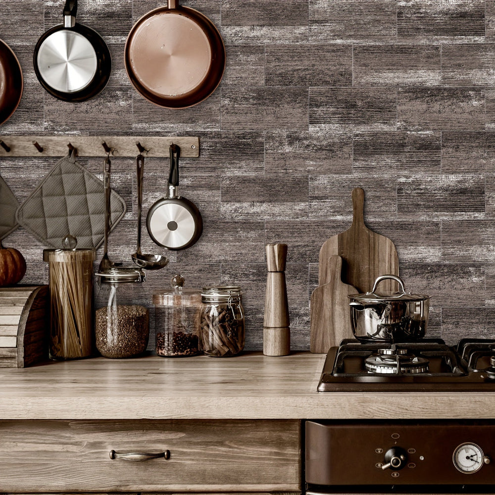 Abziehbare und klebende Wandpaneele rustikale Holzstruktur wasserdichte Dekoration