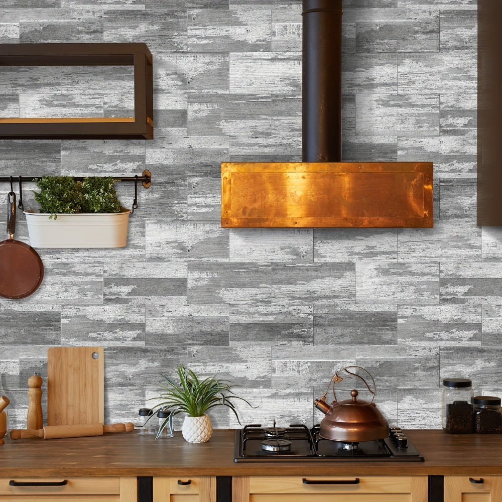 Abziehbare und klebende Wandpaneele rustikale Holzstruktur wasserdichte Dekoration