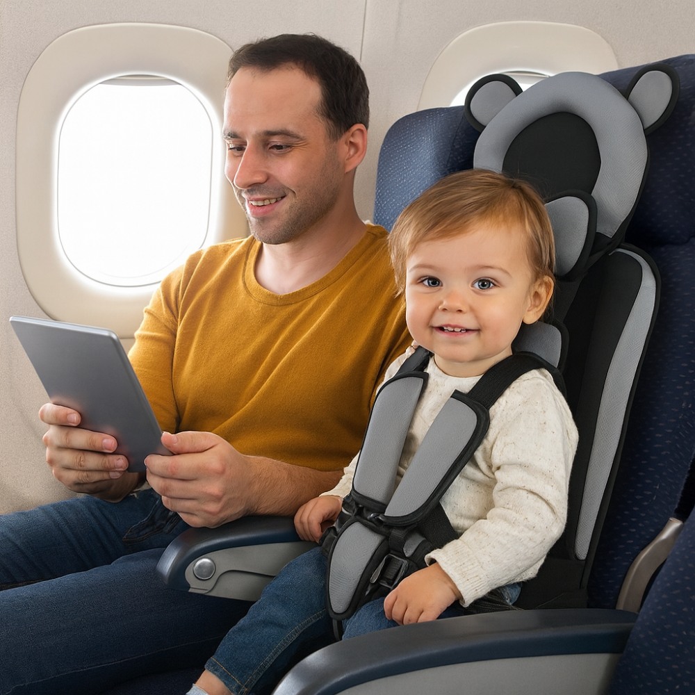 Tragbarer Babysitz Reisegurt Auto Flugzeugsicherheitsstuhl
