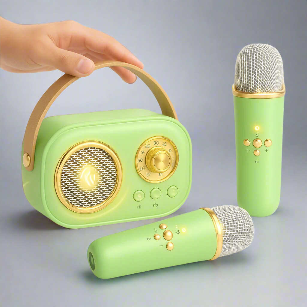 Karaoke přístroj Retro Bluetooth hudební reproduktor sada