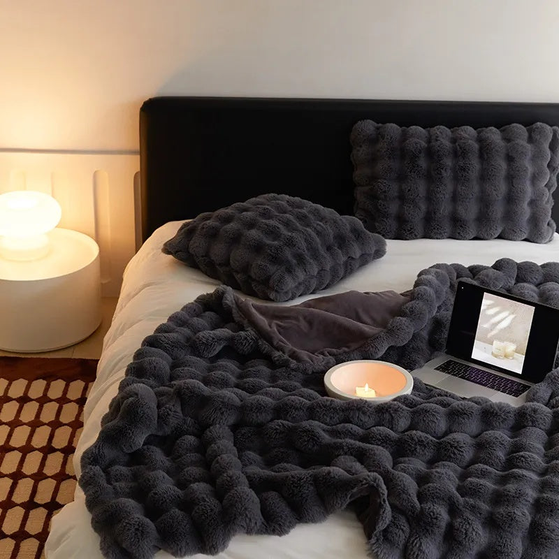 Falsk Pels Tæppe Blød Luksus Design