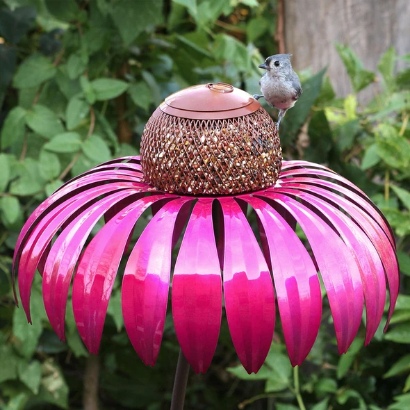 鳥の餌台 金属製の花の庭の装飾品