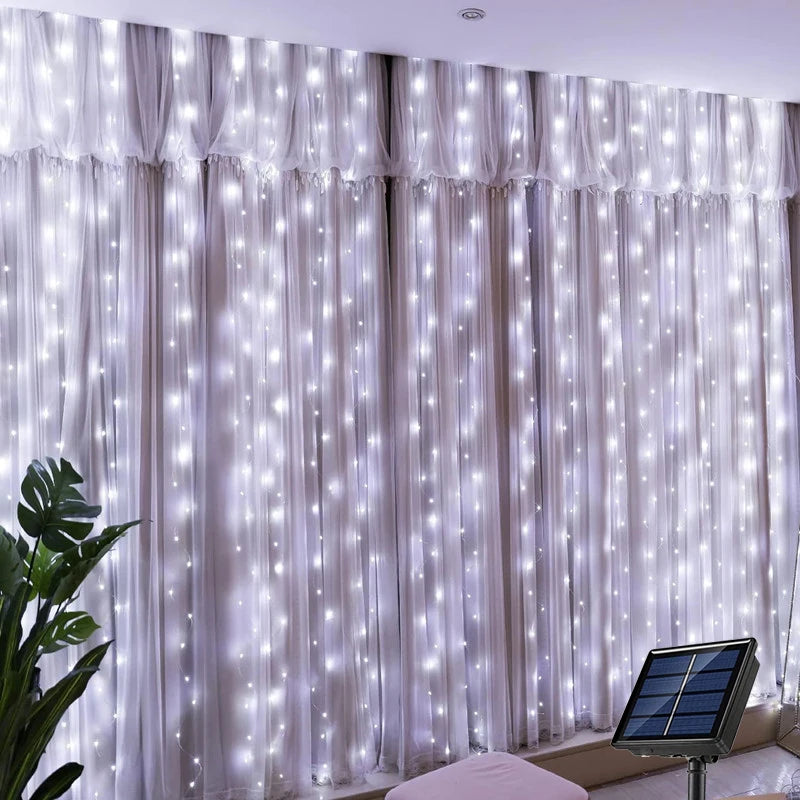 LumiGlow Guirlande Solaire à Rideau | Guirlande LED Étanche pour Décoration Extérieure