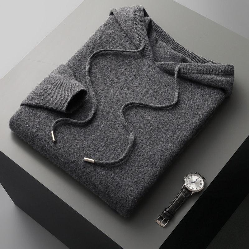 Uld Hættetrøje Merino Strik Pullover til Mænd