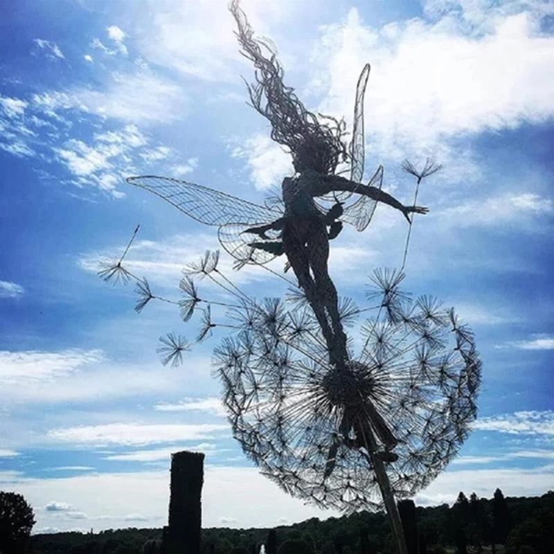 Sculpture de jardin féerique | Décor métallique détaillé pour l'extérieur