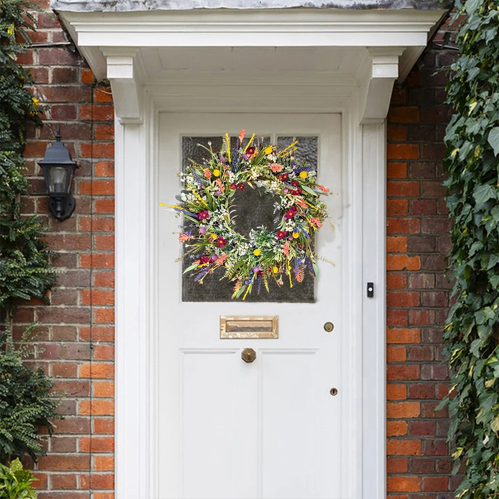 Couronne de porte Florale Vibrante | Décor Floral Fait Main