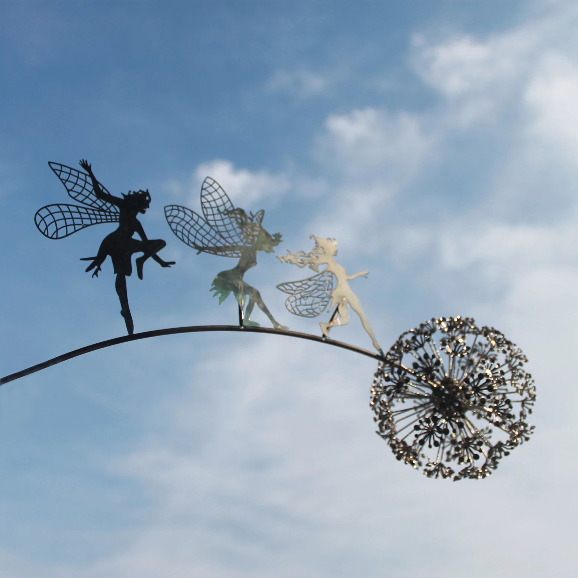 Sculpture de jardin féerique | Décor métallique détaillé pour l'extérieur