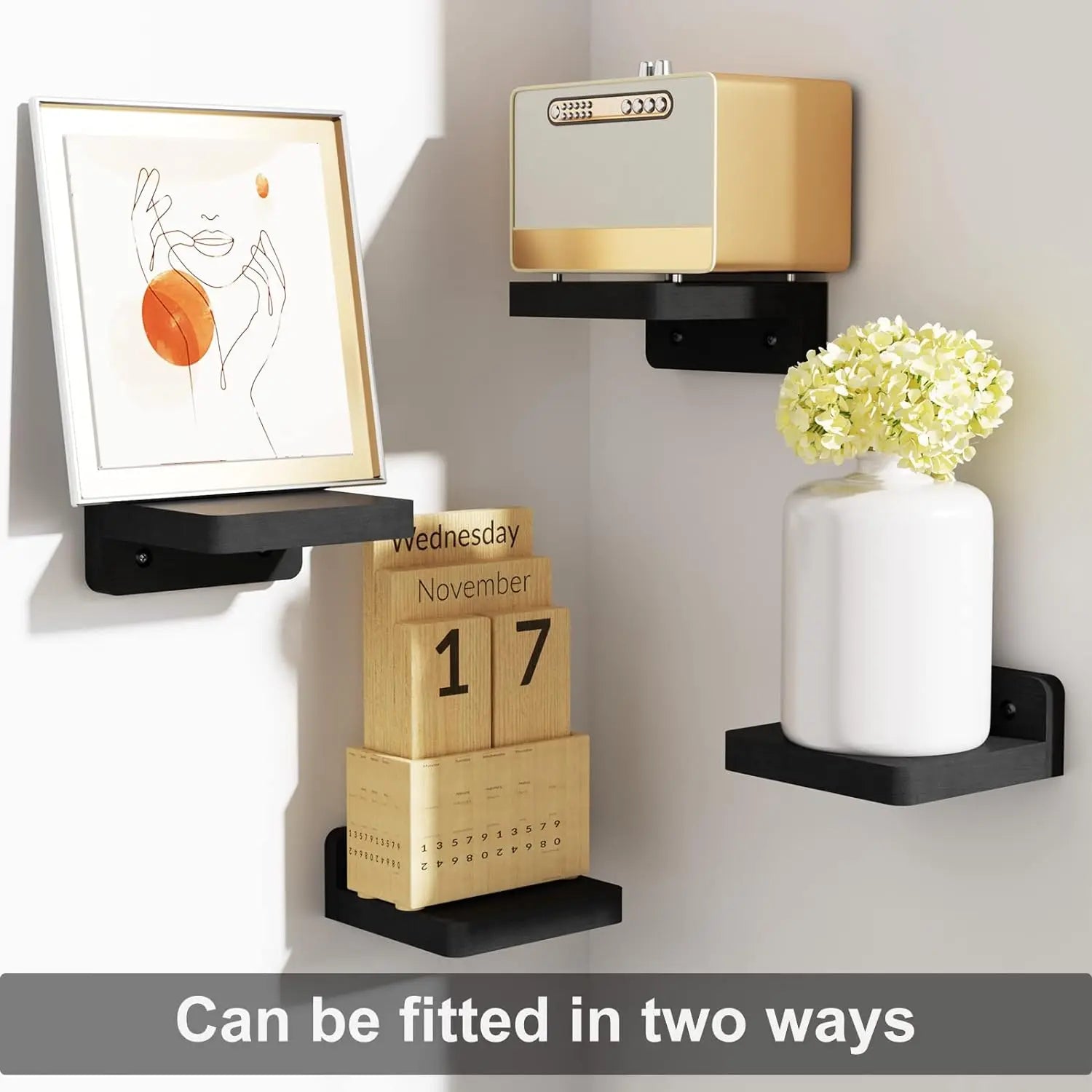 Wood Floating Wall Shelf Set of 4