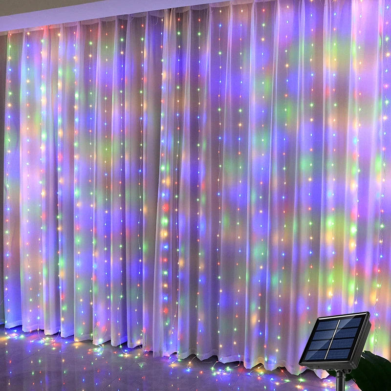 LumiGlow Guirlande Solaire à Rideau | Guirlande LED Étanche pour Décoration Extérieure