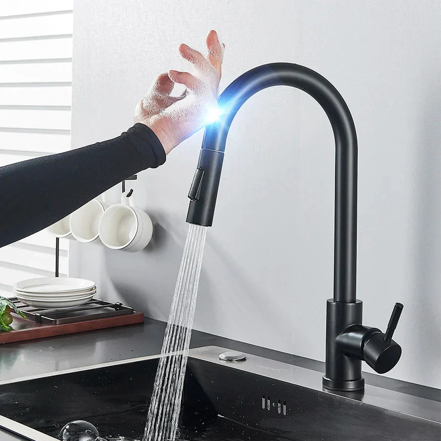 Robinet de cuisine avec capteur tactile et extractible