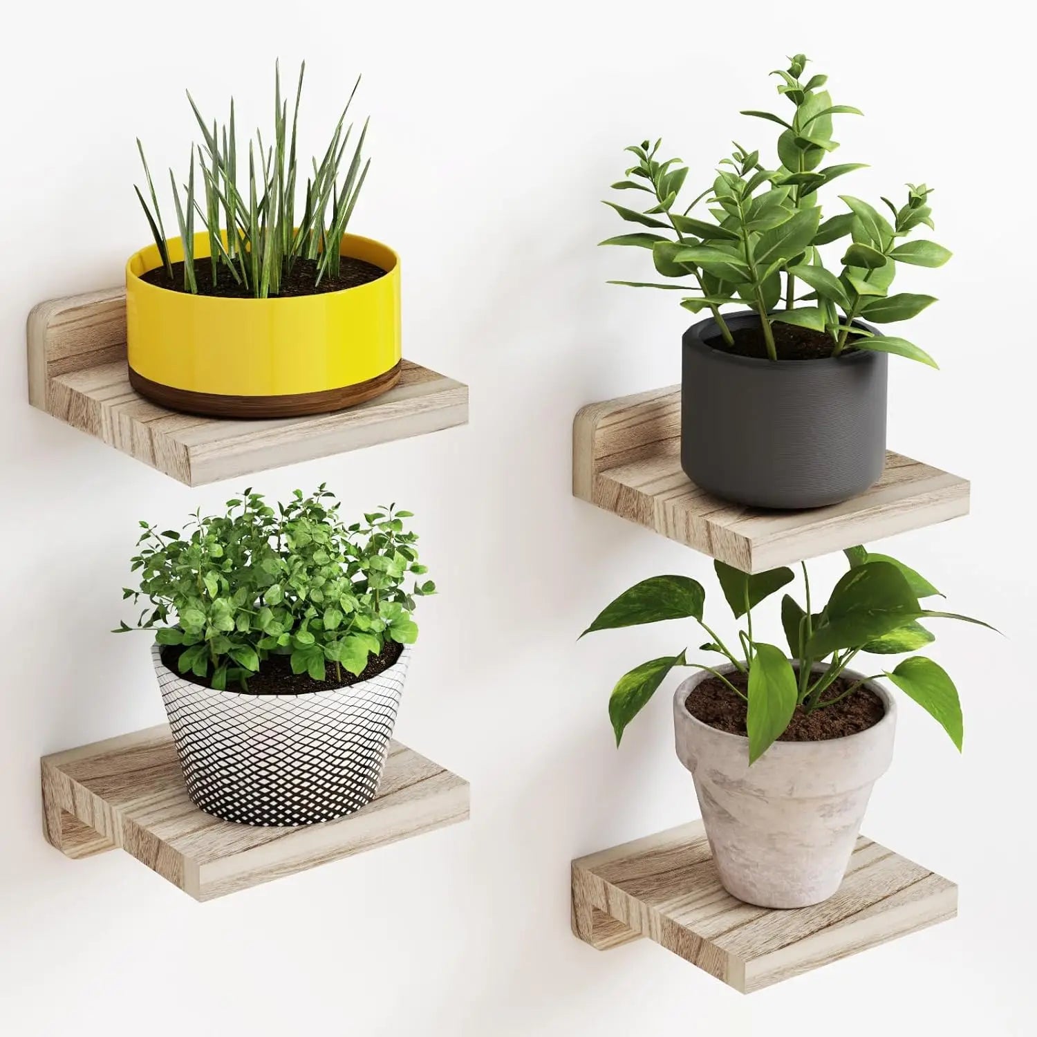 Wood Floating Wall Shelf Set of 4