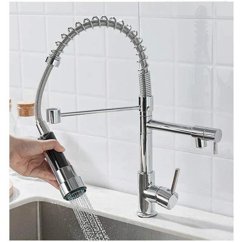 FlexFlow - Dual Spout Brass Kitchen Faucet