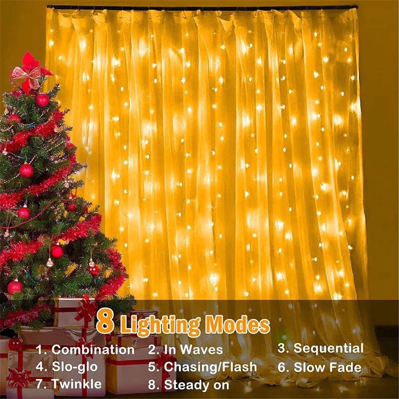 LumiGlow Guirlande Solaire à Rideau | Guirlande LED Étanche pour Décoration Extérieure