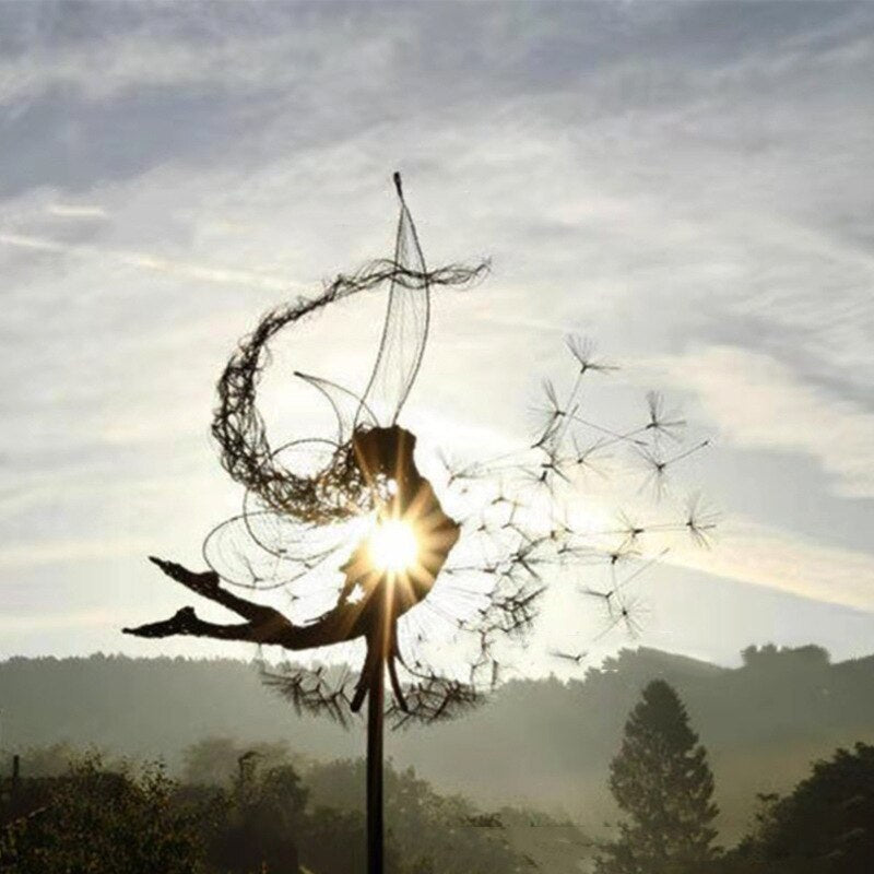 Sculpture de jardin féerique | Décor métallique détaillé pour l'extérieur