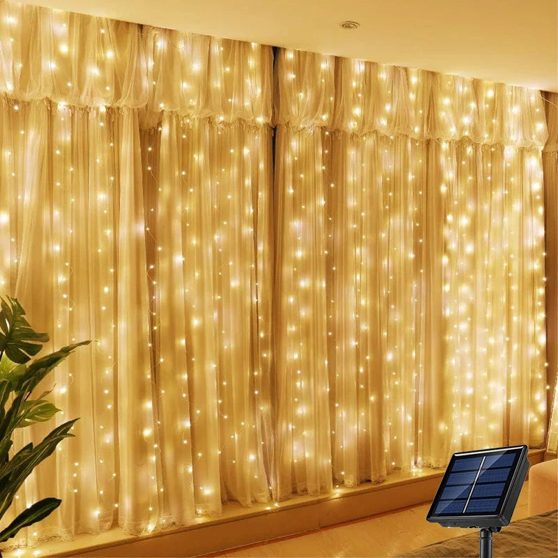 LumiGlow Guirlande Solaire à Rideau | Guirlande LED Étanche pour Décoration Extérieure