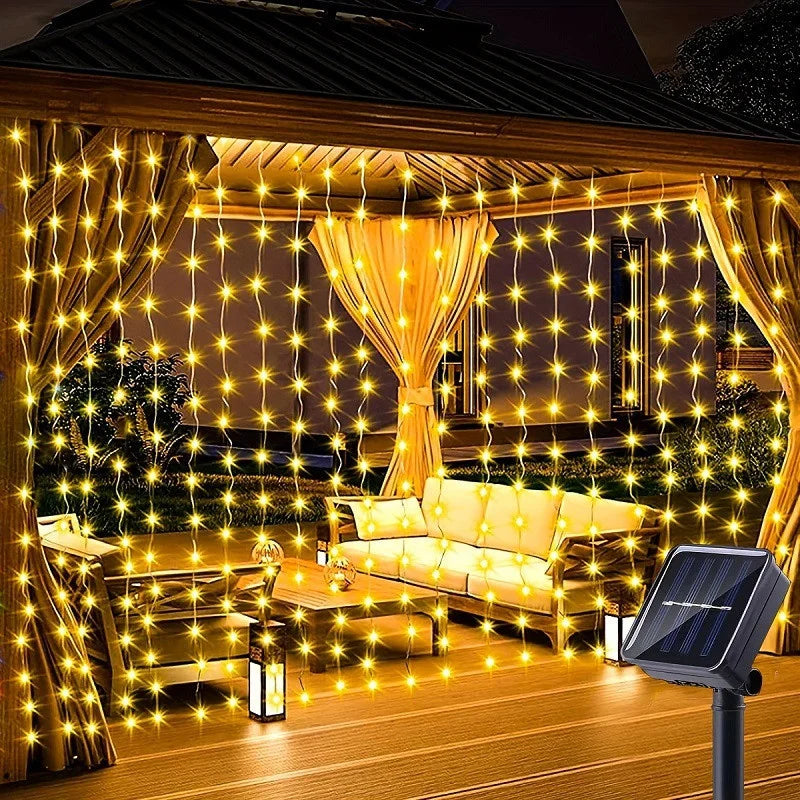 LumiGlow Guirlande Solaire à Rideau | Guirlande LED Étanche pour Décoration Extérieure