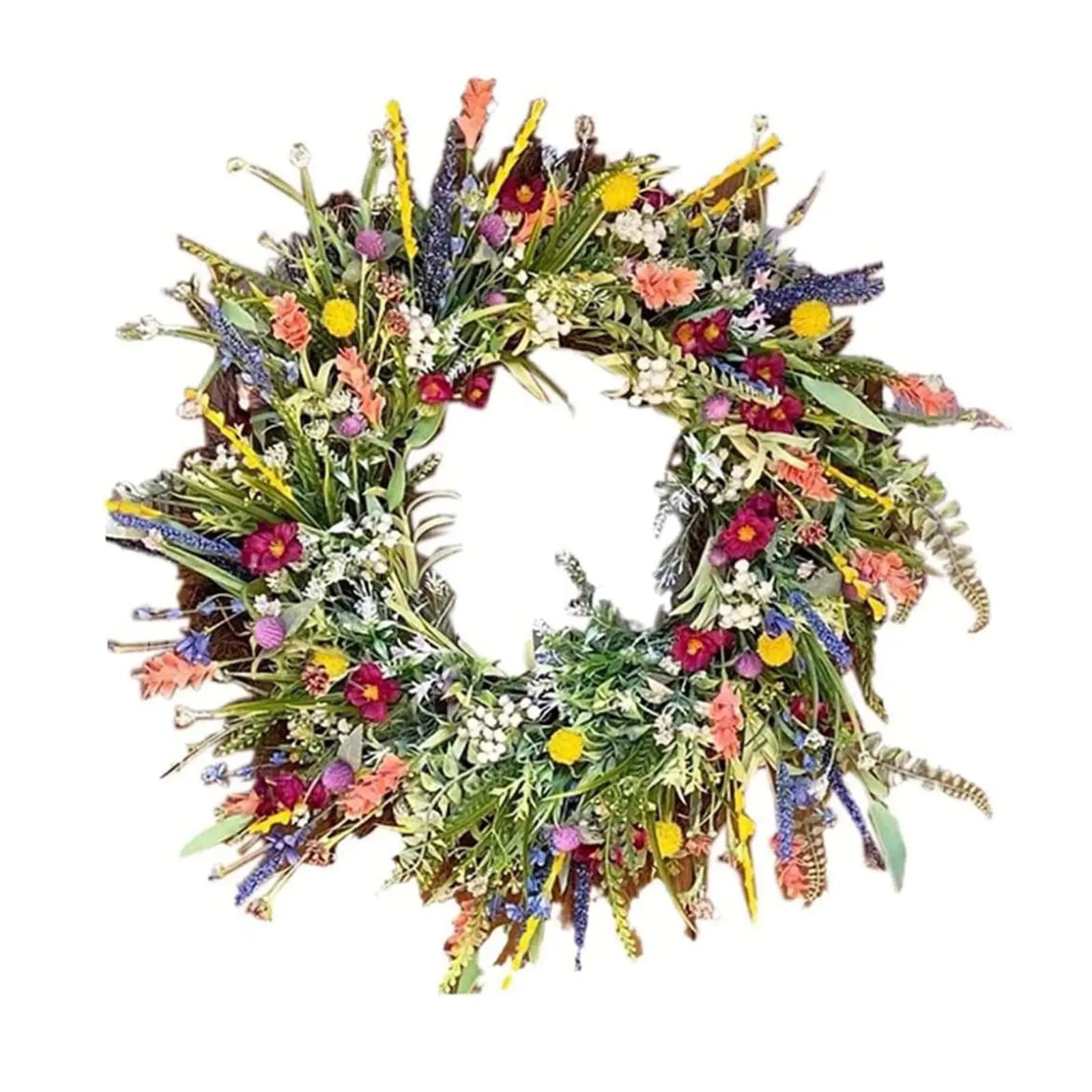 Couronne de porte Florale Vibrante | Décor Floral Fait Main