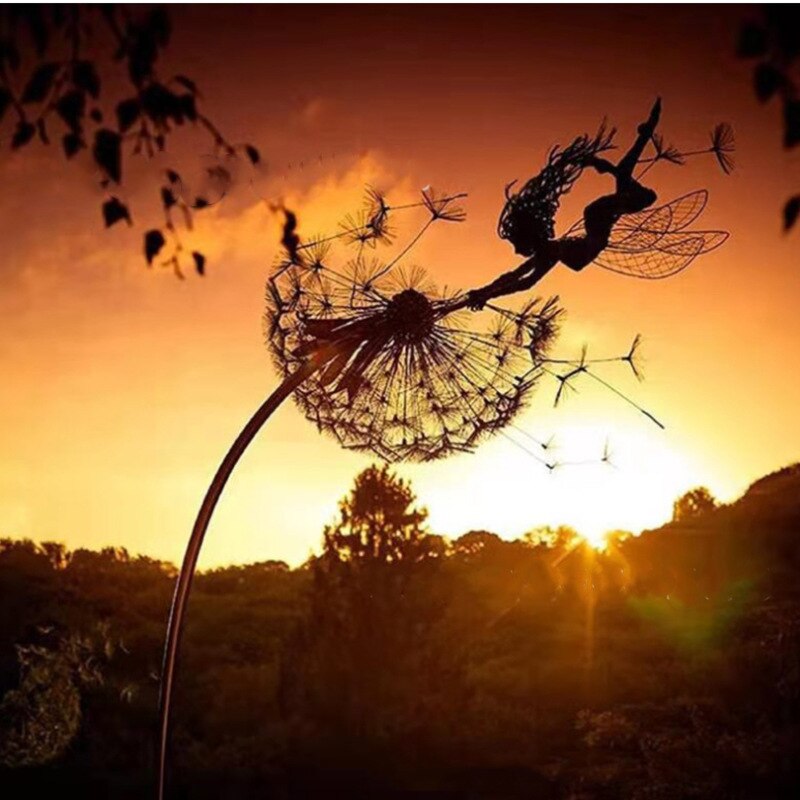 Sculpture de jardin féerique | Décor métallique détaillé pour l'extérieur