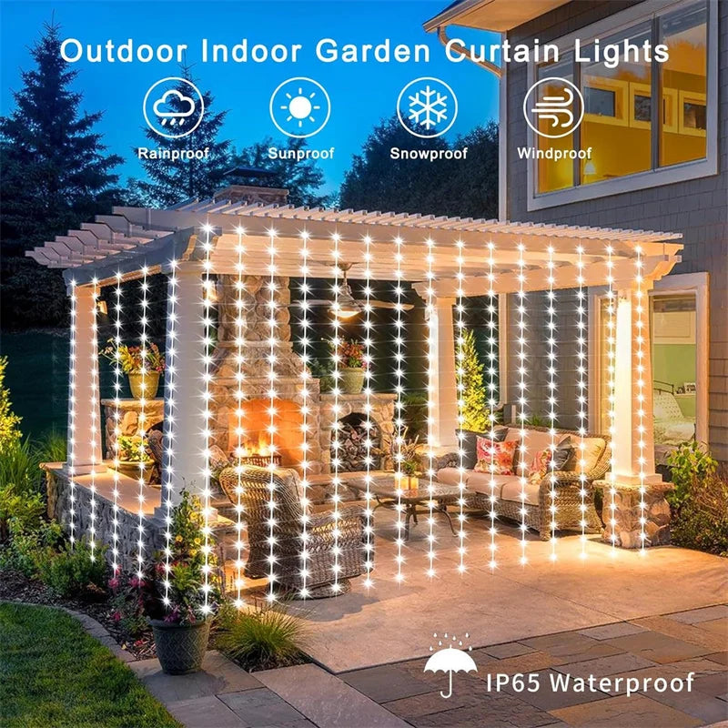 LumiGlow Guirlande Solaire à Rideau | Guirlande LED Étanche pour Décoration Extérieure