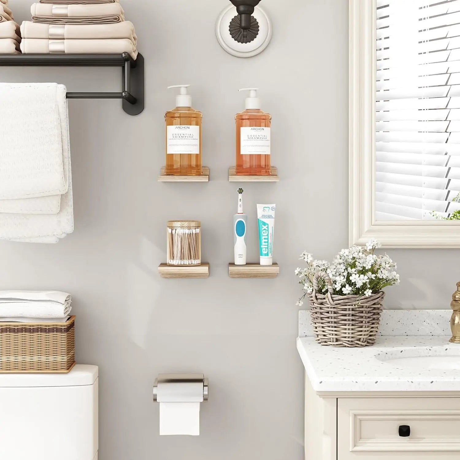 Wood Floating Wall Shelf Set of 4