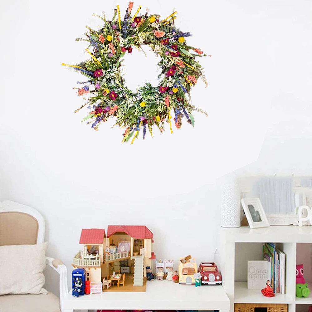 Couronne de porte Florale Vibrante | Décor Floral Fait Main