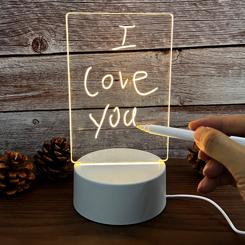 LED nástěnka stolní lampa akrylová značka