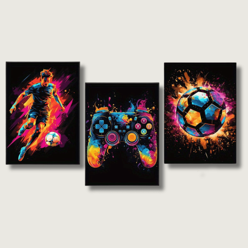 Set di quadri astratti con stampe di calcio da gioco
