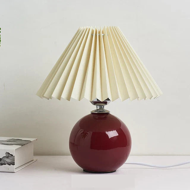 Héritage Lumineux : Lampe de Table Vintage avec Abat-jour Plissé – Solutions d'Éclairage Élégantes pour Table de Chevet Antique Rétro