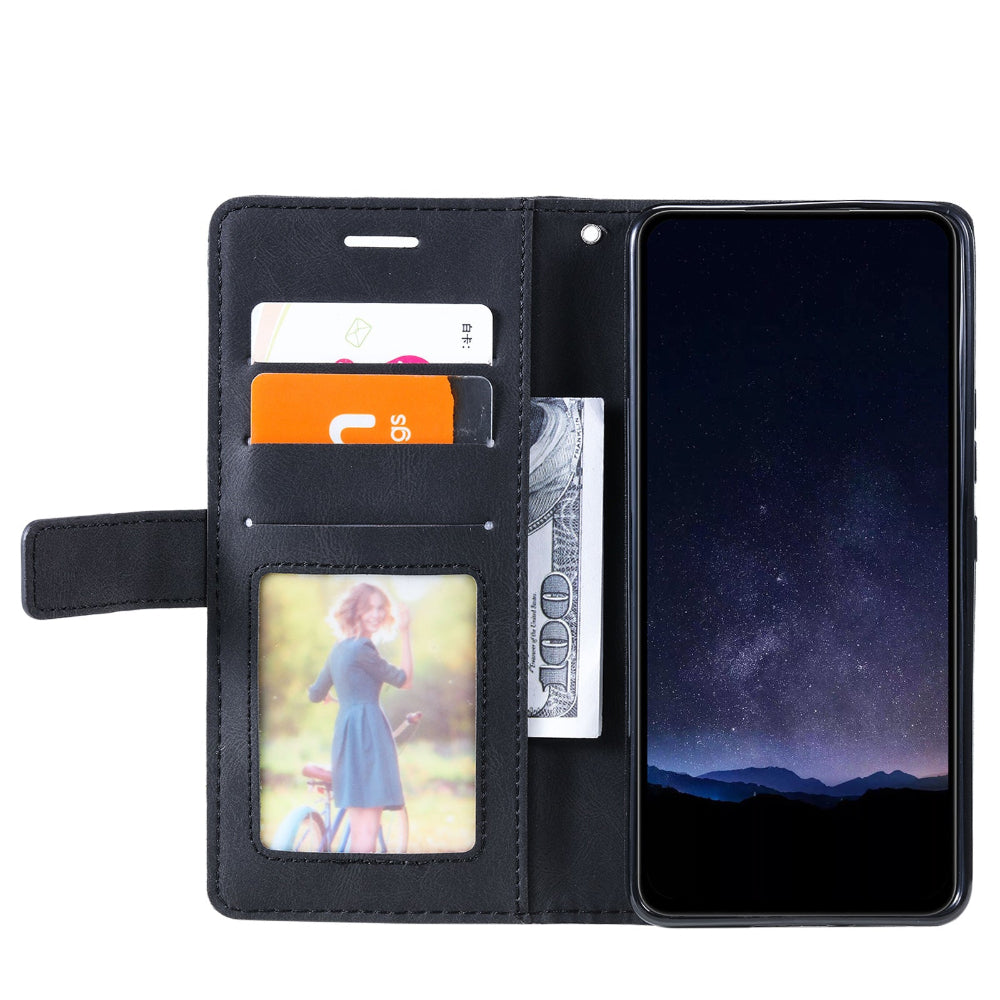 Funda para teléfono con billetera, tarjetero y tapa abatible