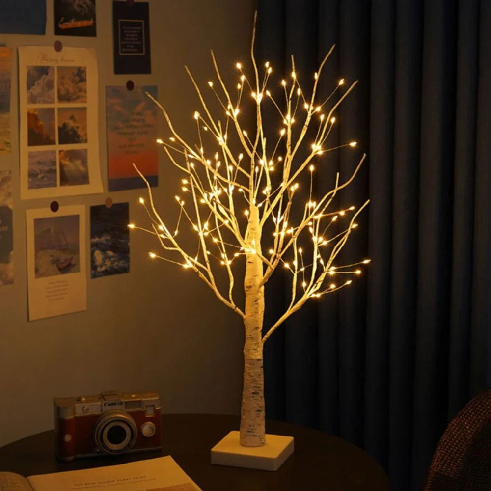 LED bordlampe birk dekorativt trælys