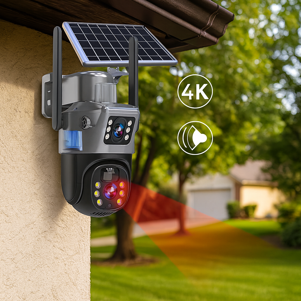 Bezdrátový venkovní solární bezpečnostní kamerový systém 4K