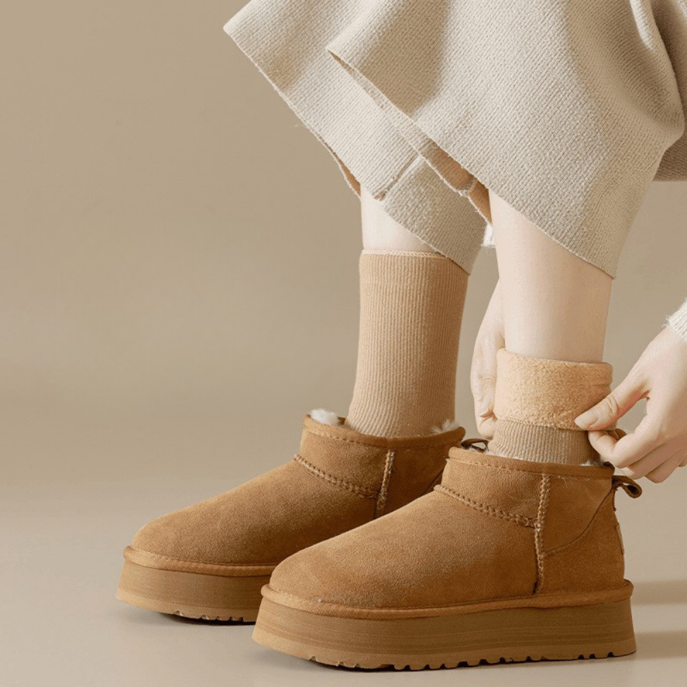 Women’s Stylish Platform Boots - Warm Fur Lining Ankle Length