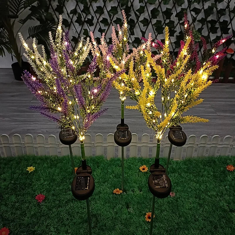 Luminous Bloom - Lumières de jardin à LED solaires en forme de fleur pour décoration extérieure, étanches, design lavande économe en énergie