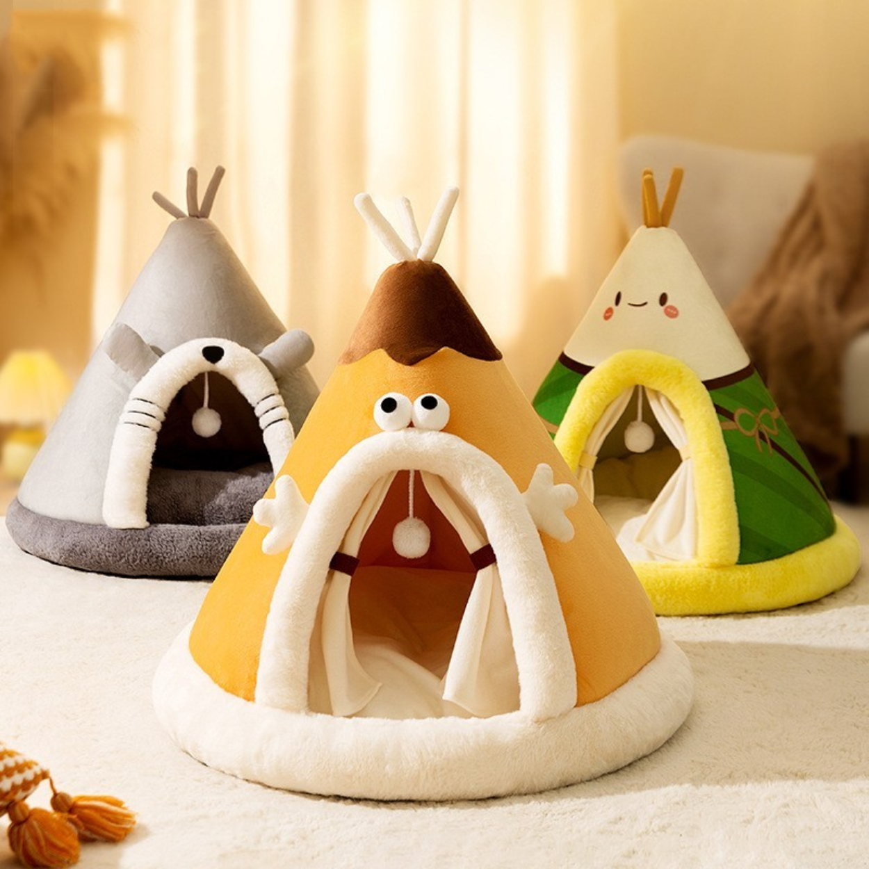 Tente pour lit de chat en tissu polaire doux