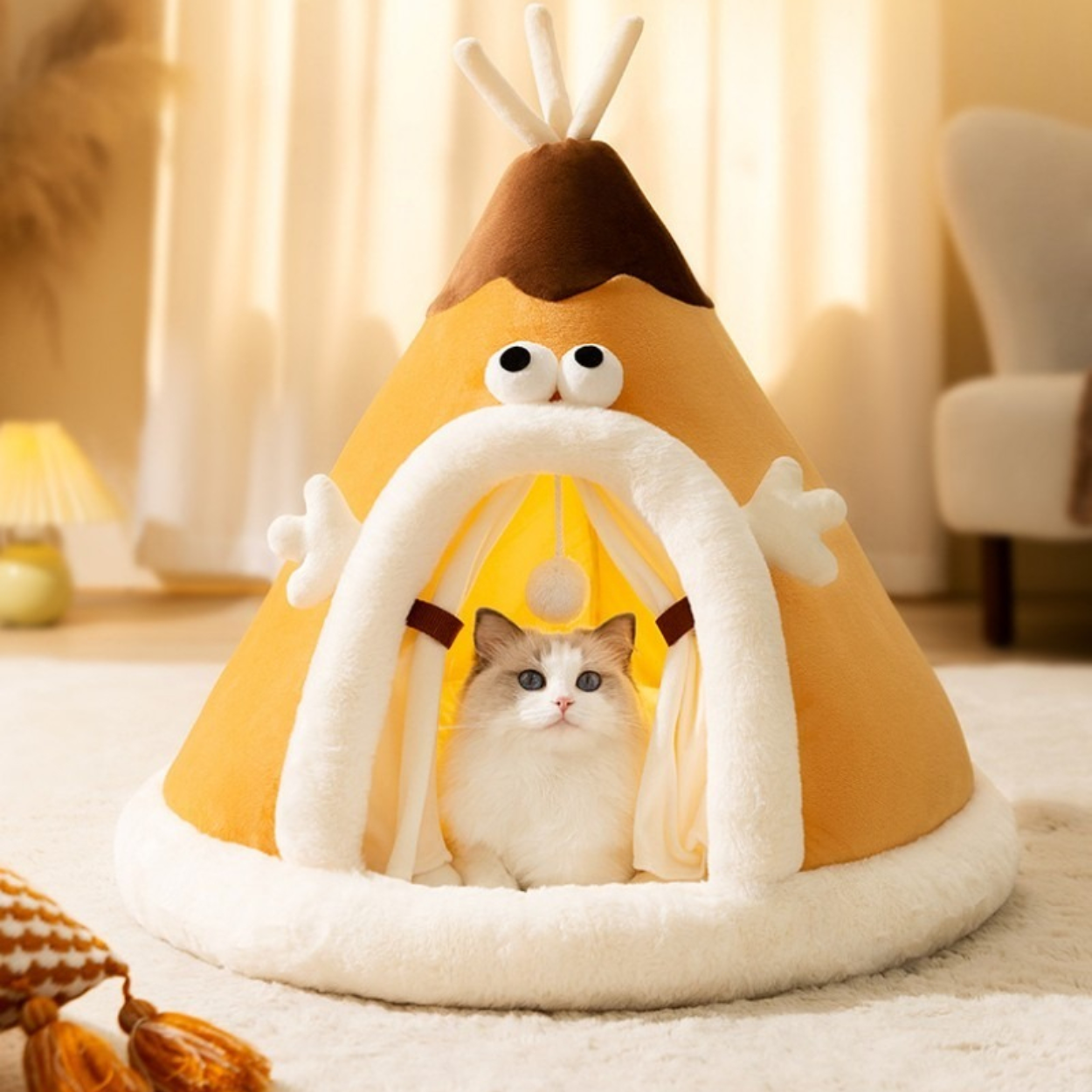 Tente pour lit de chat en tissu polaire doux