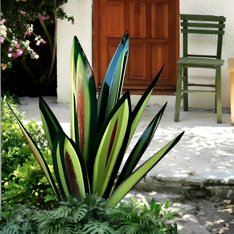 Metal Garden Sculpture Rustic Agave Plant