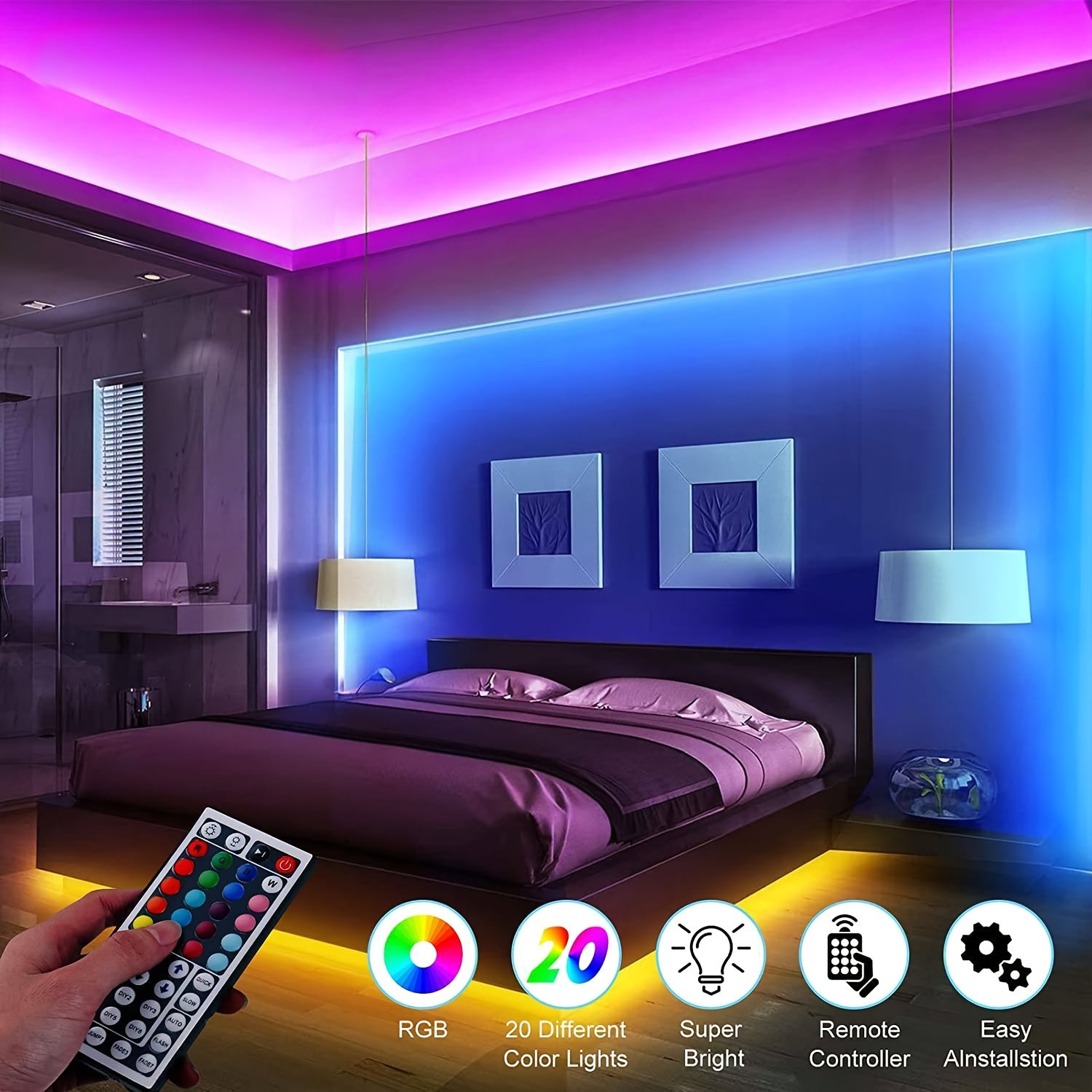 LED-strips med farveskift og fjernbetjening