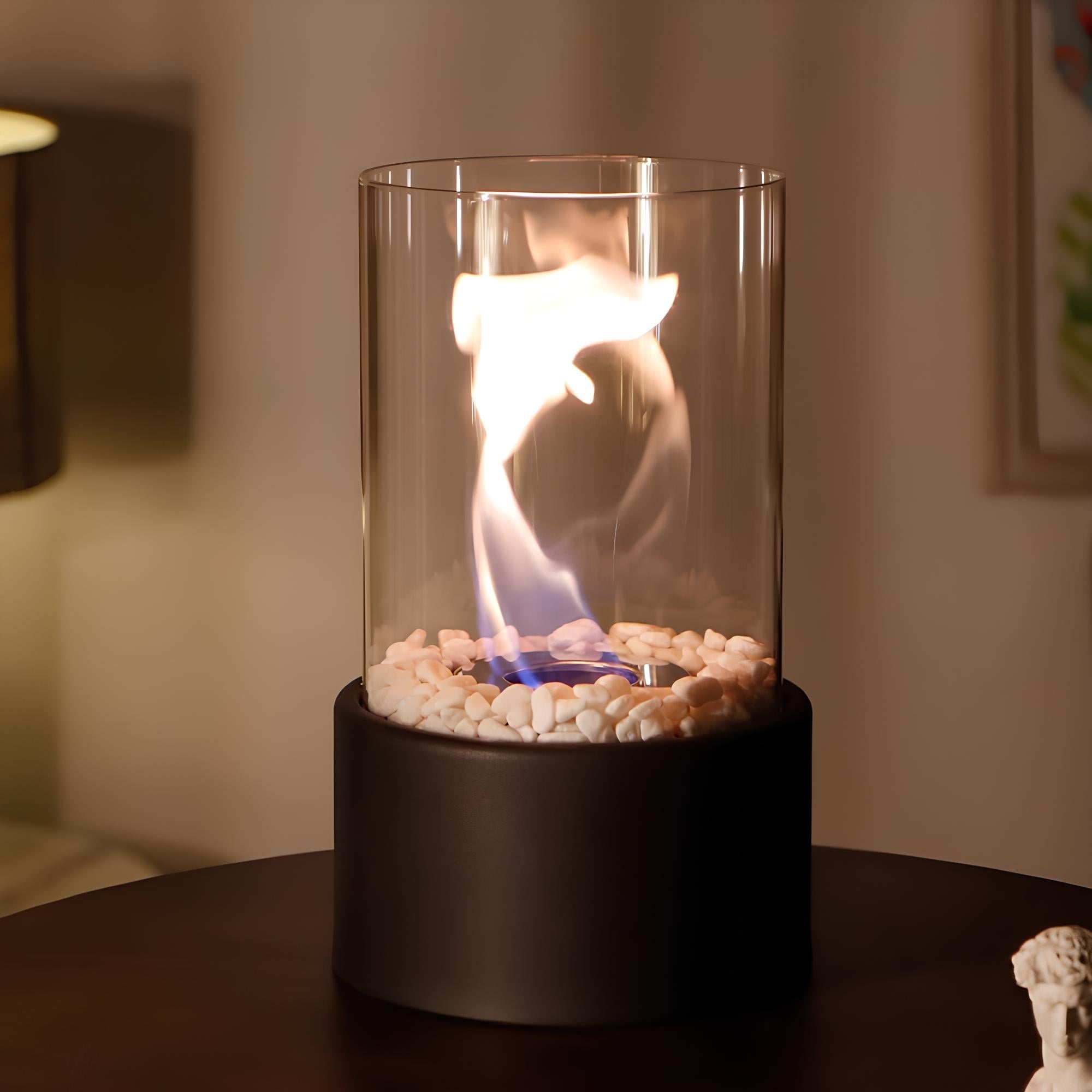 Bordlampe Glas Olie Flamme Brænder