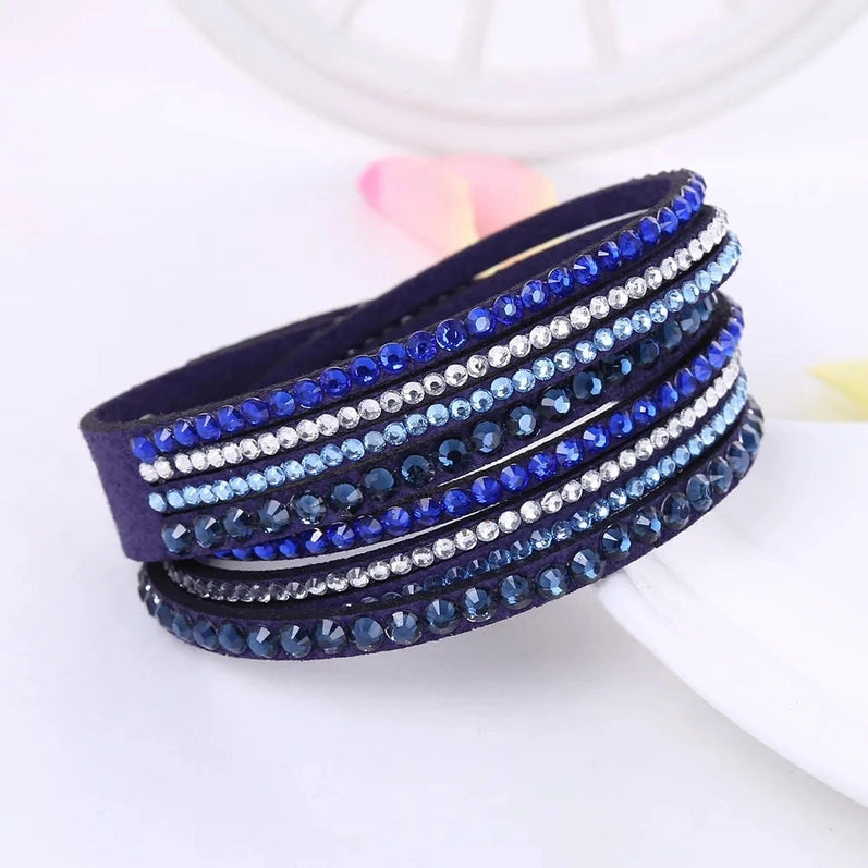 Bracelet pour femmes design enroulé cristal noir