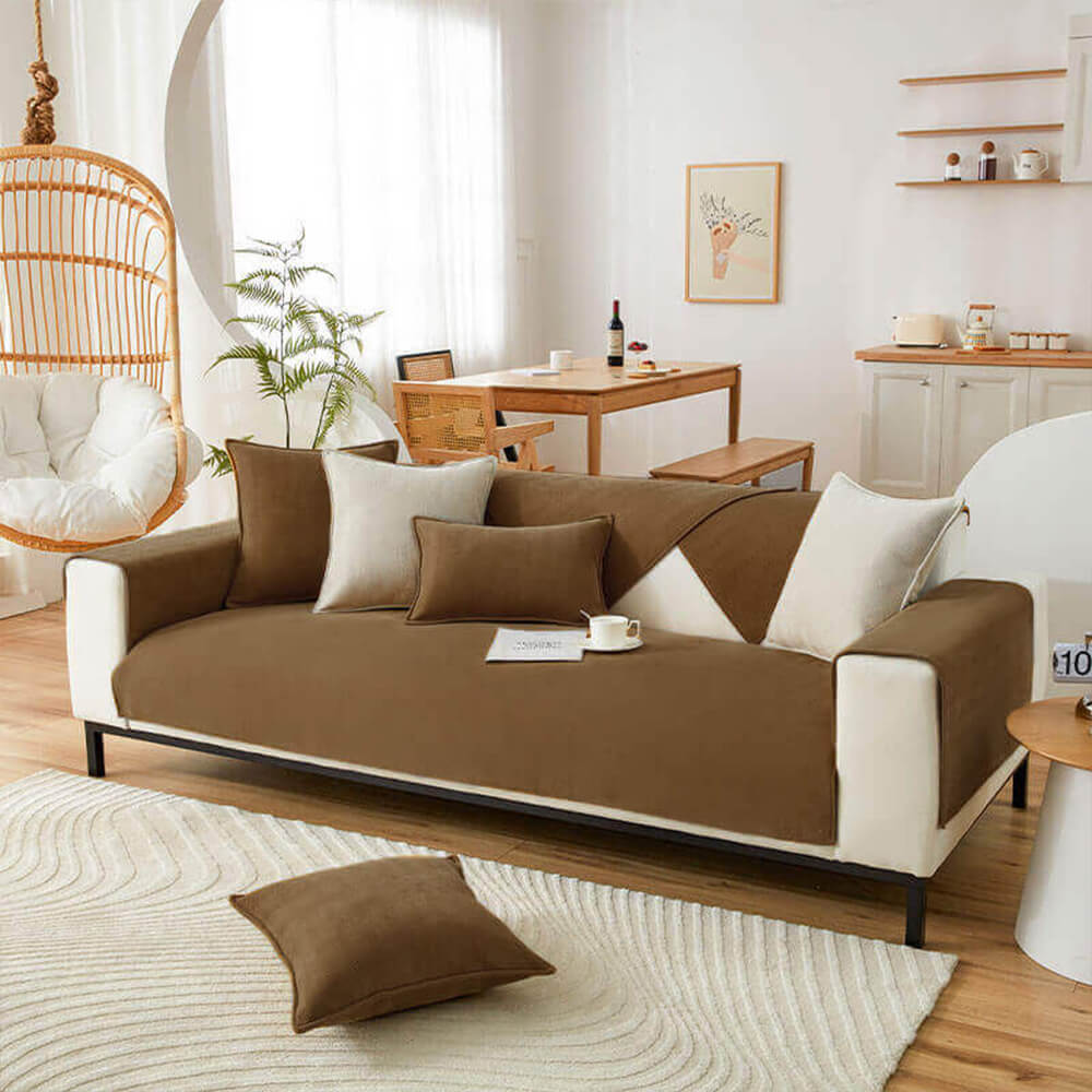 Sofa cover waterproof herringbone chenille fabric