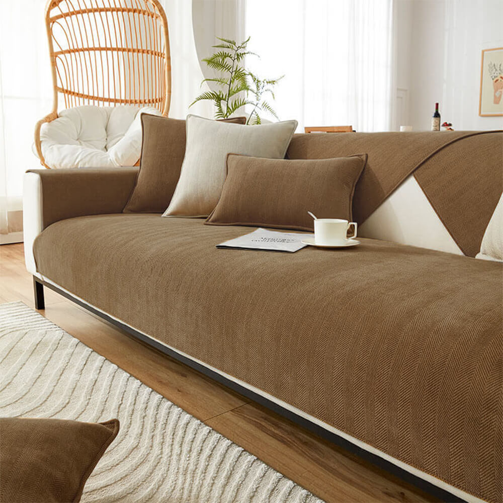 Sofa cover waterproof herringbone chenille fabric