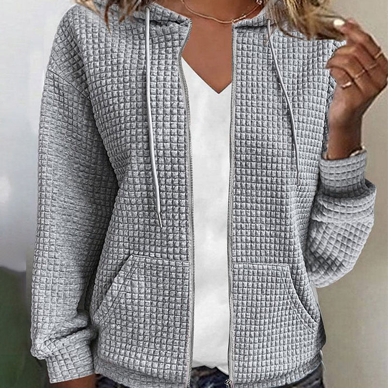 Dámská mikina s žebrovaným zipem | Ležérní oversized mikina s kapucí